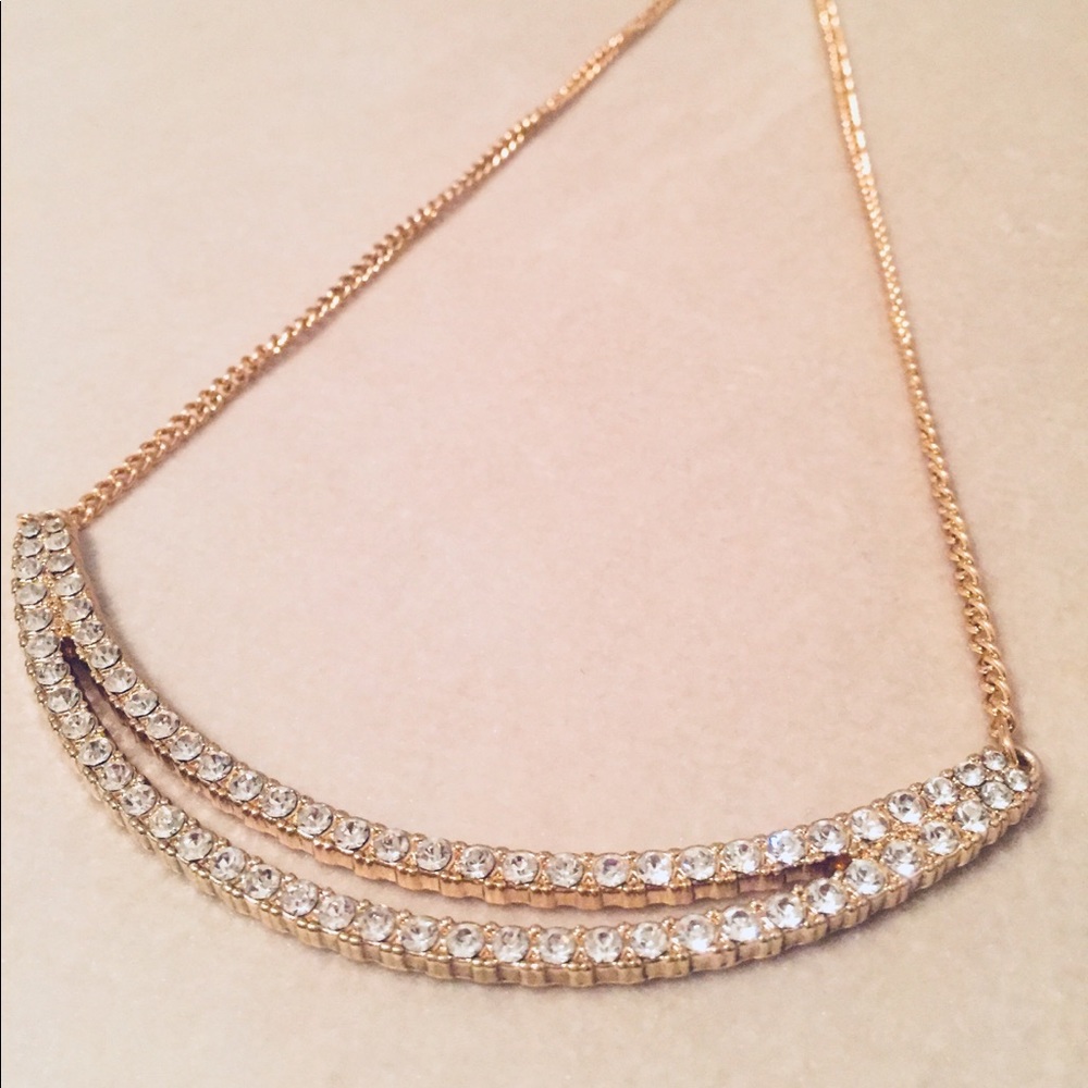 SMILE BAR NECKLACE • double bar & gold chain